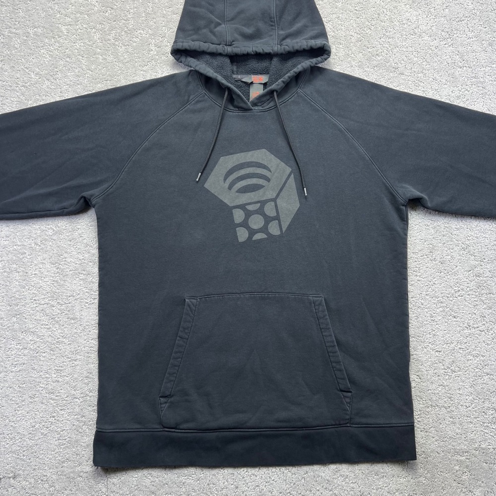 Mountain Hardwear Logo Hoodie Mens Large Black Faded Gorpcore Pullover Outdoor - Picture 2 of 16